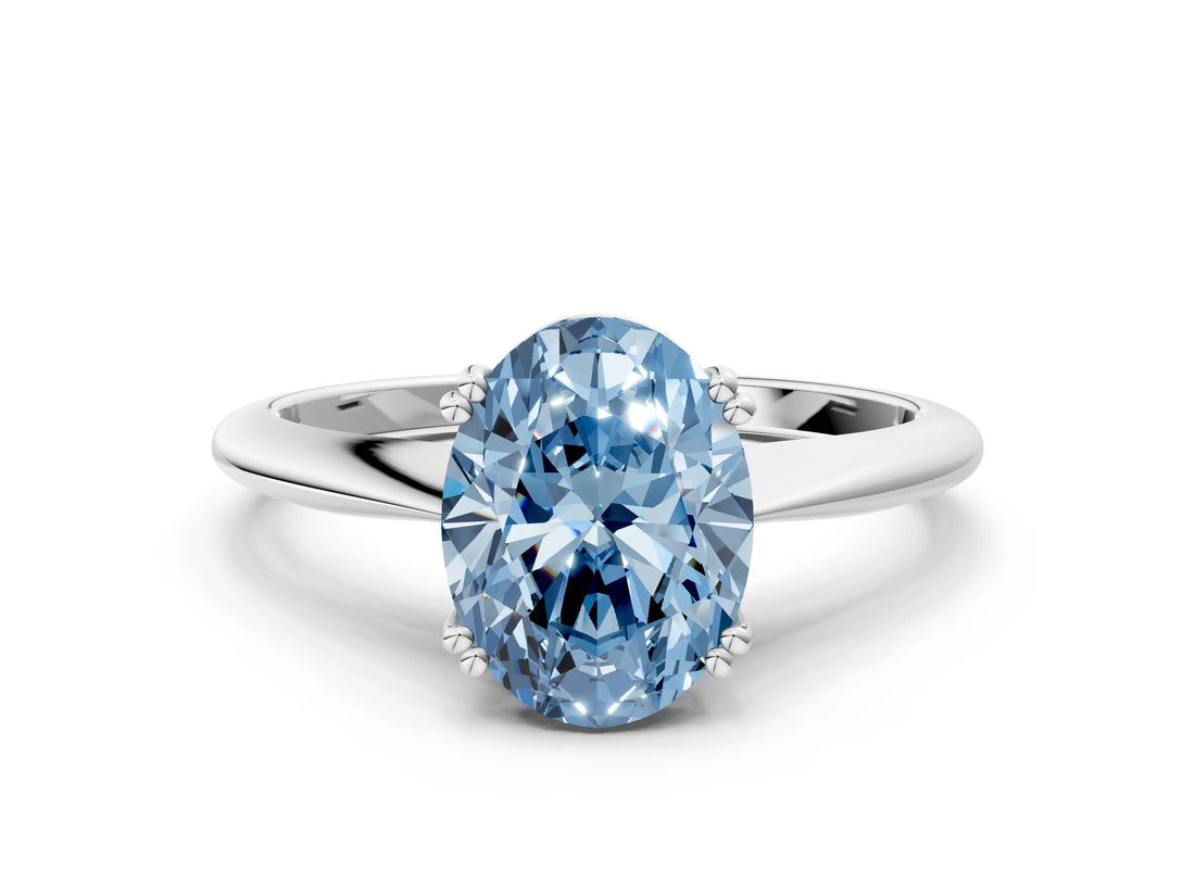 White gold Fancy Blue Oval Cut Solitaire Diamond Ring with Six-Prong Setting and Classic Band_37