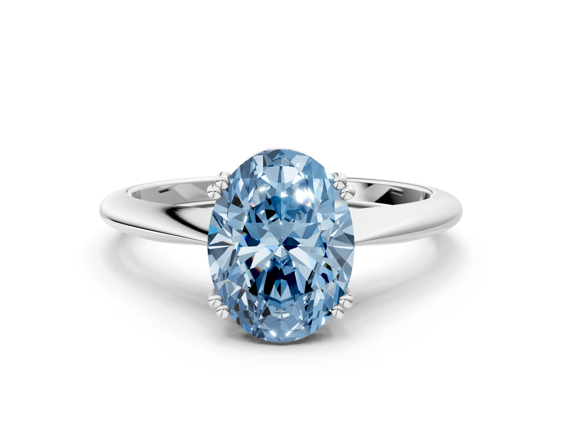White gold Fancy Blue Oval Cut Solitaire Diamond Ring with Six-Prong Setting and Classic Band_49