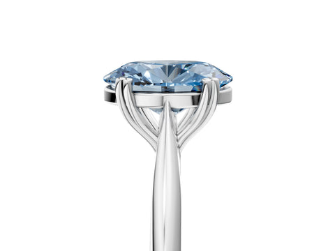 White gold Fancy Blue Oval Cut Solitaire Diamond Ring with Six-Prong Setting and Classic Band_5