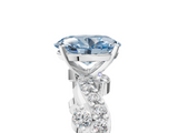 White gold Fancy Blue Oval  Cut Solitaire Diamond Twisted Band with Pave Setting_63