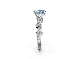 White gold Fancy Blue Oval  Cut Solitaire Diamond Twisted Band with Pave Setting_66