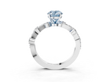 White gold Fancy Blue Oval  Cut Solitaire Diamond Twisted Band with Pave Setting_67