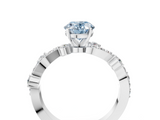 White gold Fancy Blue Oval  Cut Solitaire Diamond Twisted Band with Pave Setting_68