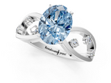 White gold Fancy Blue Oval  Cut Solitaire Diamond with Side Stones on Criss-Cross Band and Four-Prong Setting_4