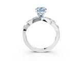 White gold Fancy Blue Oval  Cut Solitaire Diamond with Side Stones on Criss-Cross Band and Four-Prong Setting_6
