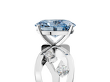 White gold Fancy Blue Oval  Cut Solitaire Diamond with Side Stones on Criss-Cross Band and Four-Prong Setting_8