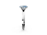 White gold Fancy Blue Oval  Cut Solitaire Engagement Ring with Flat Band and Four-Prong Setting 2