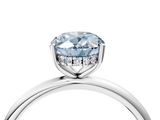 White gold Fancy Blue Oval  Cut Solitaire Engagement Ring with Four-Prong Setting and Classic Band_24