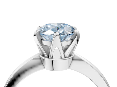 White gold Fancy Blue Oval Cut Solitaire Engagement Ring with Six-Prong Setting and Tapered Band_4