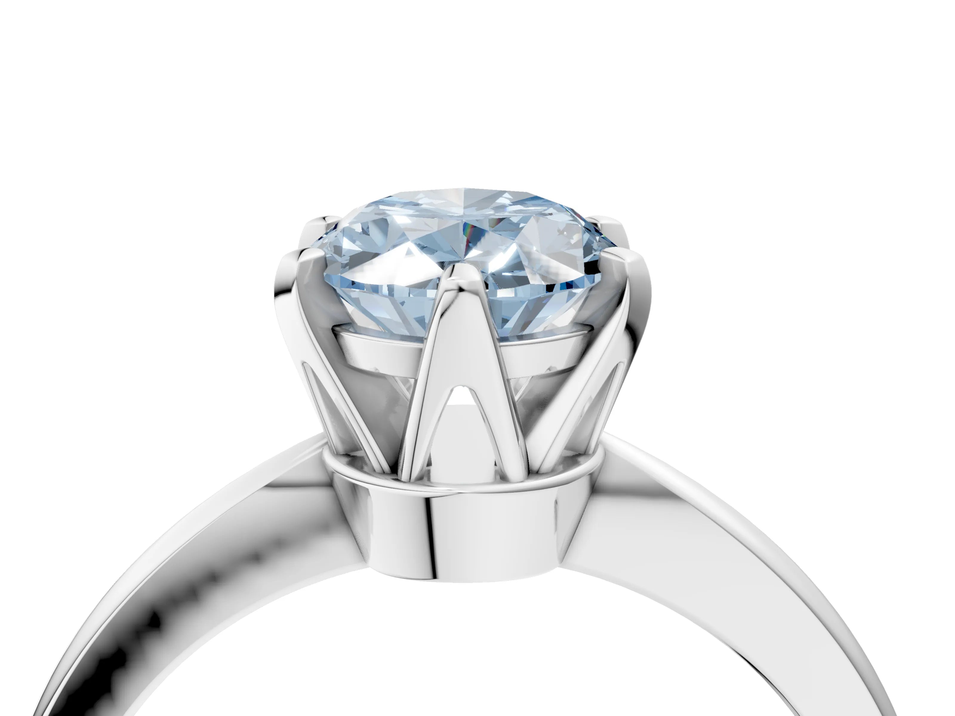 White gold Fancy Blue Oval Cut Solitaire Engagement Ring with Six-Prong Setting and Tapered Band_4
