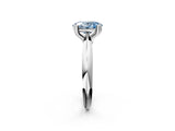 White gold Fancy Blue Oval  Cut Solitaire Engagement Ring with Tapered Band and Four-Prong Setting 3