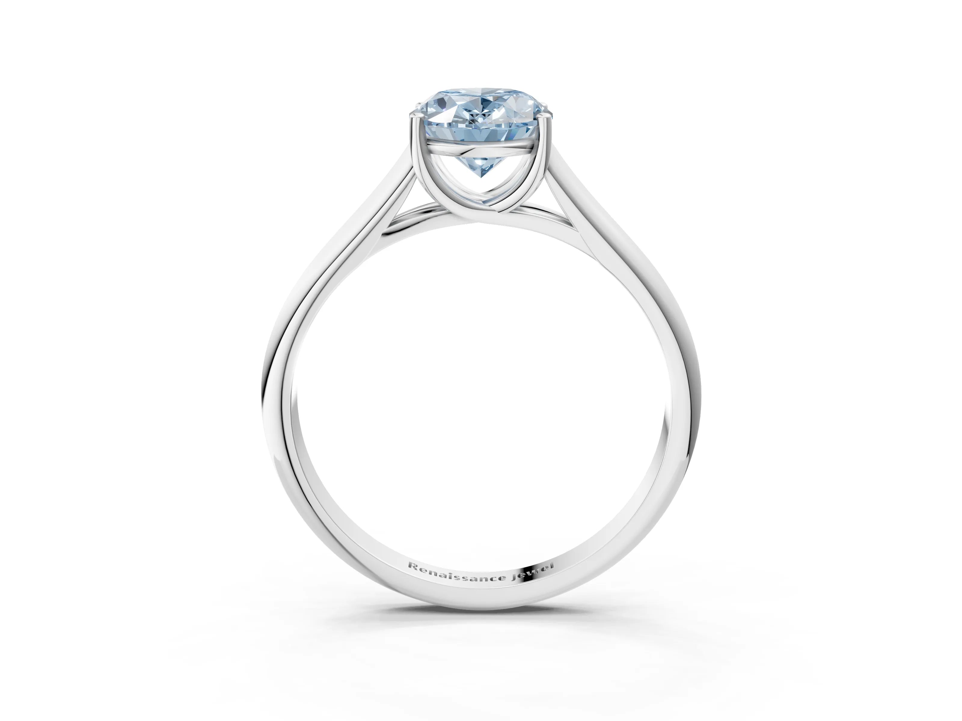 White gold Fancy Blue Oval Cut Solitaire Engagement Ring with Tapered Band and Four-Prong Setting_6