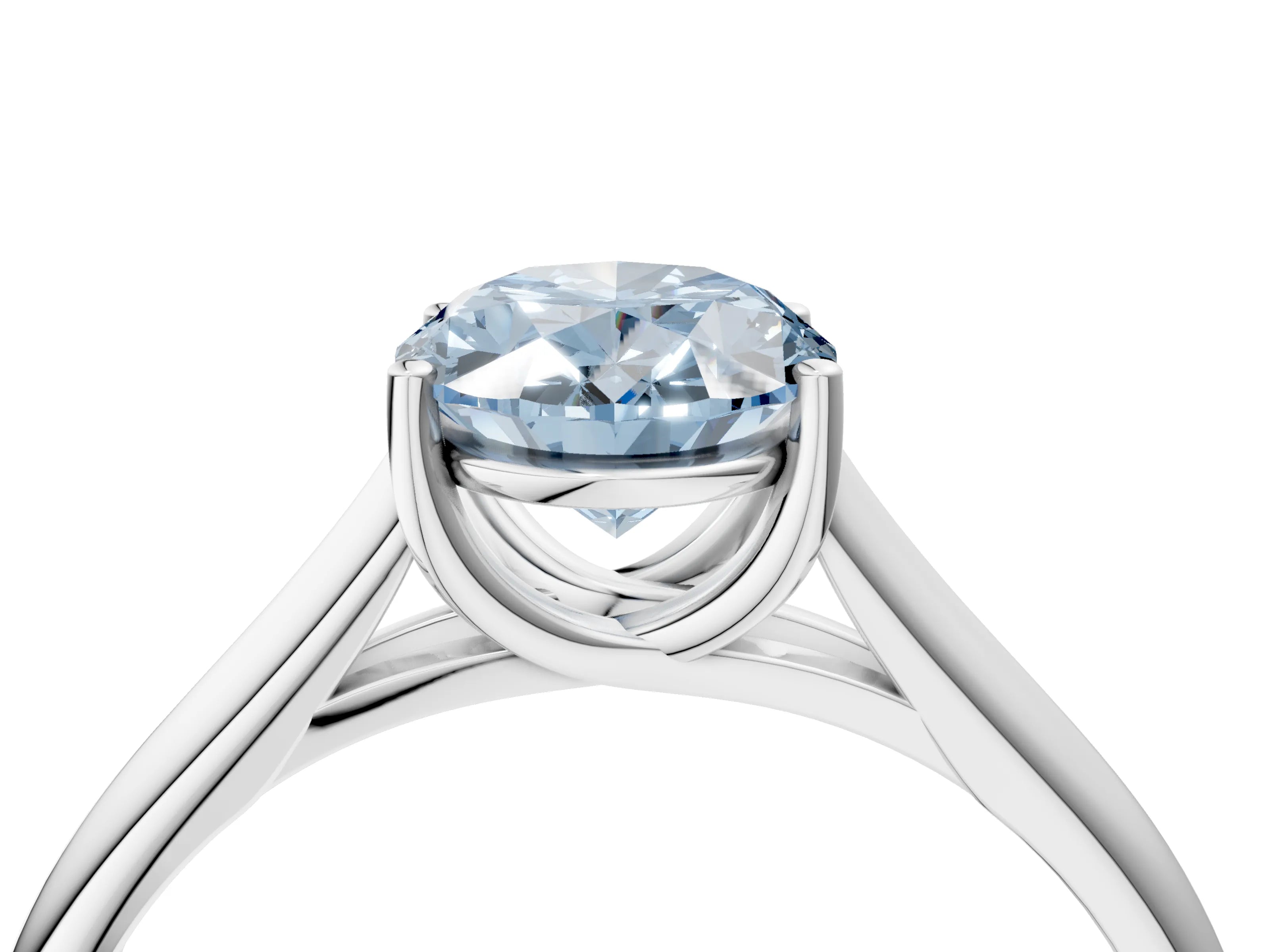 White gold Fancy Blue Oval Cut Solitaire Engagement Ring with Tapered Band and Four-Prong Setting_7