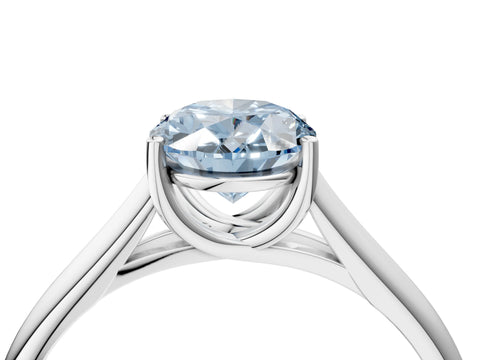 White gold Fancy Blue Oval Cut Solitaire Engagement Ring with Tapered Band and Four-Prong Setting_7