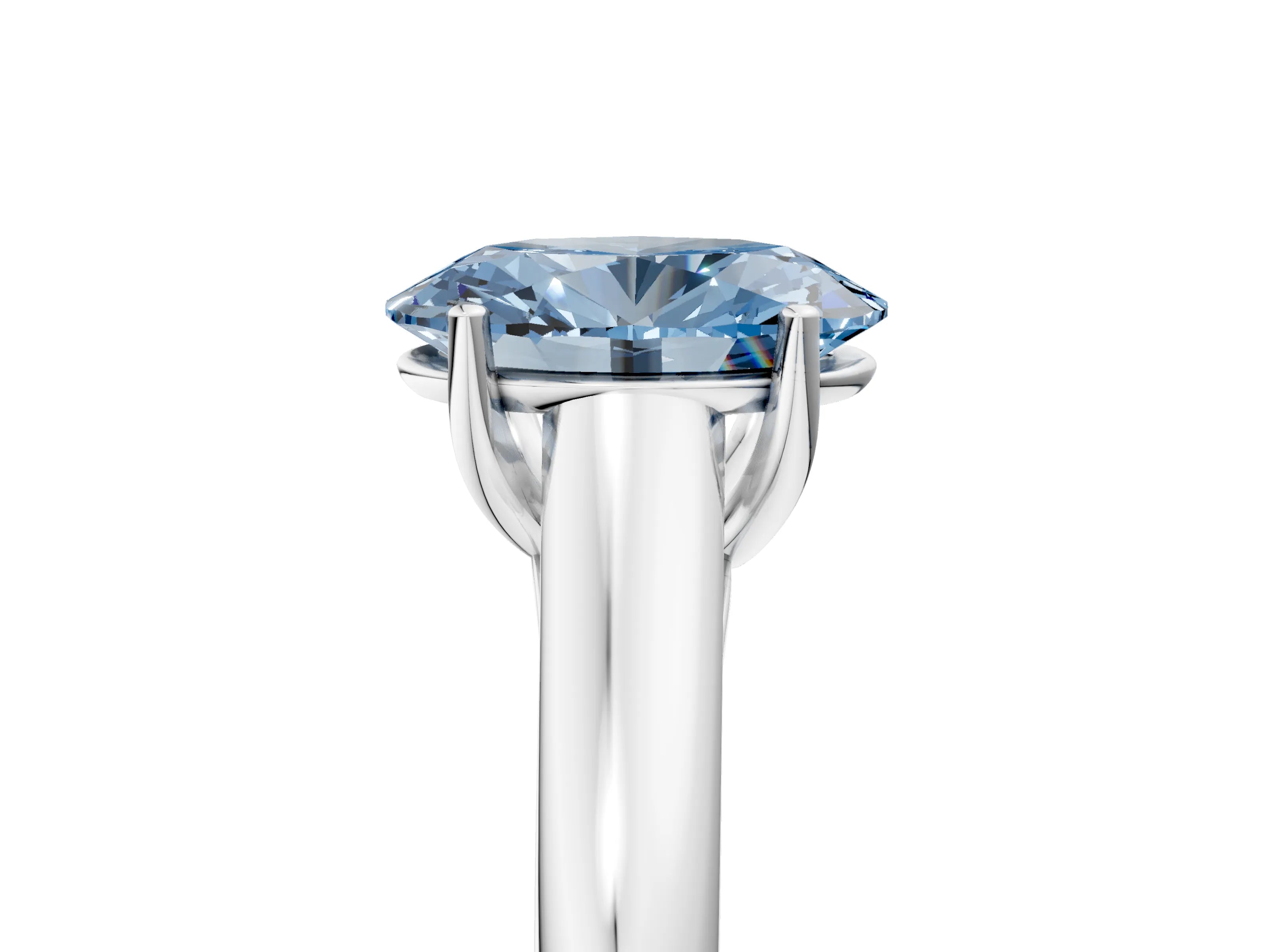 White gold Fancy Blue Oval Cut Solitaire Engagement Ring with Tapered Band and Four-Prong Setting_8