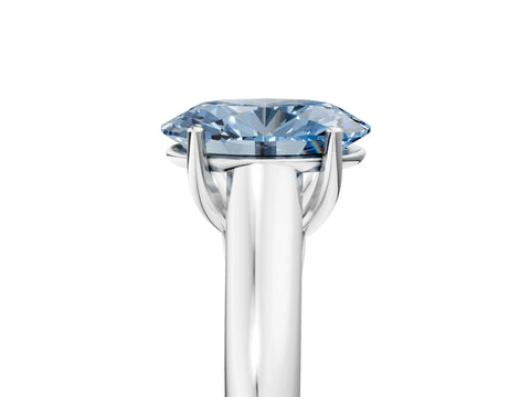 White gold Fancy Blue Oval Cut Solitaire Engagement Ring with Tapered Band and Four-Prong Setting_8