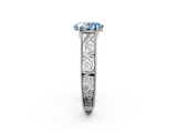 White gold Fancy Blue Oval  Cut Solitaire Engraved Band with Four-Prong Setting_64