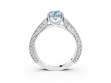 White gold Fancy Blue Oval  Cut Solitaire Engraved Band with Four-Prong Setting_65