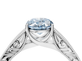 White gold Fancy Blue Oval  Cut Solitaire Engraved Band with Four-Prong Setting_66