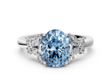 White gold Fancy Blue Oval  Cut Solitaire Floral Diamond Ring with Four-Prong Setting_36