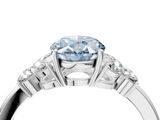 White gold Fancy Blue Oval  Cut Solitaire Floral Diamond Ring with Four-Prong Setting_41