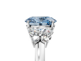White gold Fancy Blue Oval  Cut Solitaire Floral Diamond Ring with Four-Prong Setting_42
