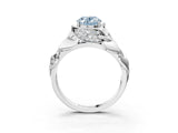 White gold Fancy Blue Oval Cut Solitaire Leaf-Inspired Engagement Ring with Prong Setting_15