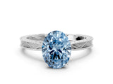 White gold Fancy Blue Oval Cut Solitaire Milgrain Engraved Band with Four-Prong Setting_12