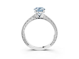 White gold Fancy Blue Oval Cut Solitaire Milgrain Engraved Band with Four-Prong Setting_15