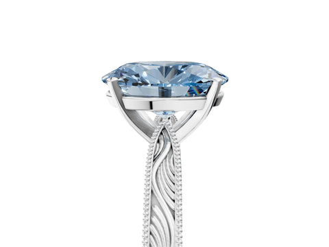 White gold Fancy Blue Oval Cut Solitaire Milgrain Engraved Band with Four-Prong Setting_17