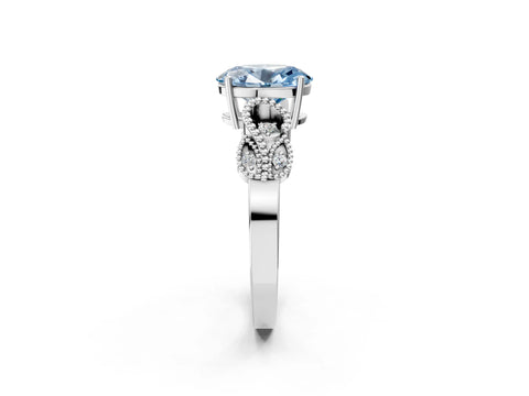 White gold Fancy Blue Oval Cut Solitaire Milgrain Leaf Band with Prong Setting_14