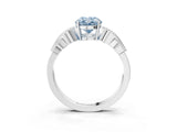 White gold Fancy Blue Oval Cut Solitaire Milgrain Leaf Band with Prong Setting_15