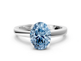 White gold Fancy Blue Oval  Cut Solitaire Ring with Four-Prong Setting and Classic Band_41
