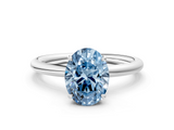 White gold Fancy Blue Oval  Cut Solitaire Ring with Thin Band and Four-Prong Setting_16