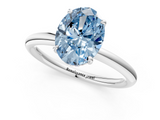 White gold Fancy Blue Oval  Cut Solitaire Ring with Thin Band and Four-Prong Setting_17