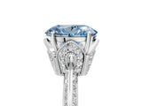 White gold Fancy Blue Oval Cut Solitaire Split Shank Pave Diamond Engagement Ring with Four-Prong Setting_5