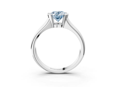 White gold Fancy Blue Oval Cut Solitaire Tension Set Diamond Ring with Split Shank Band_25