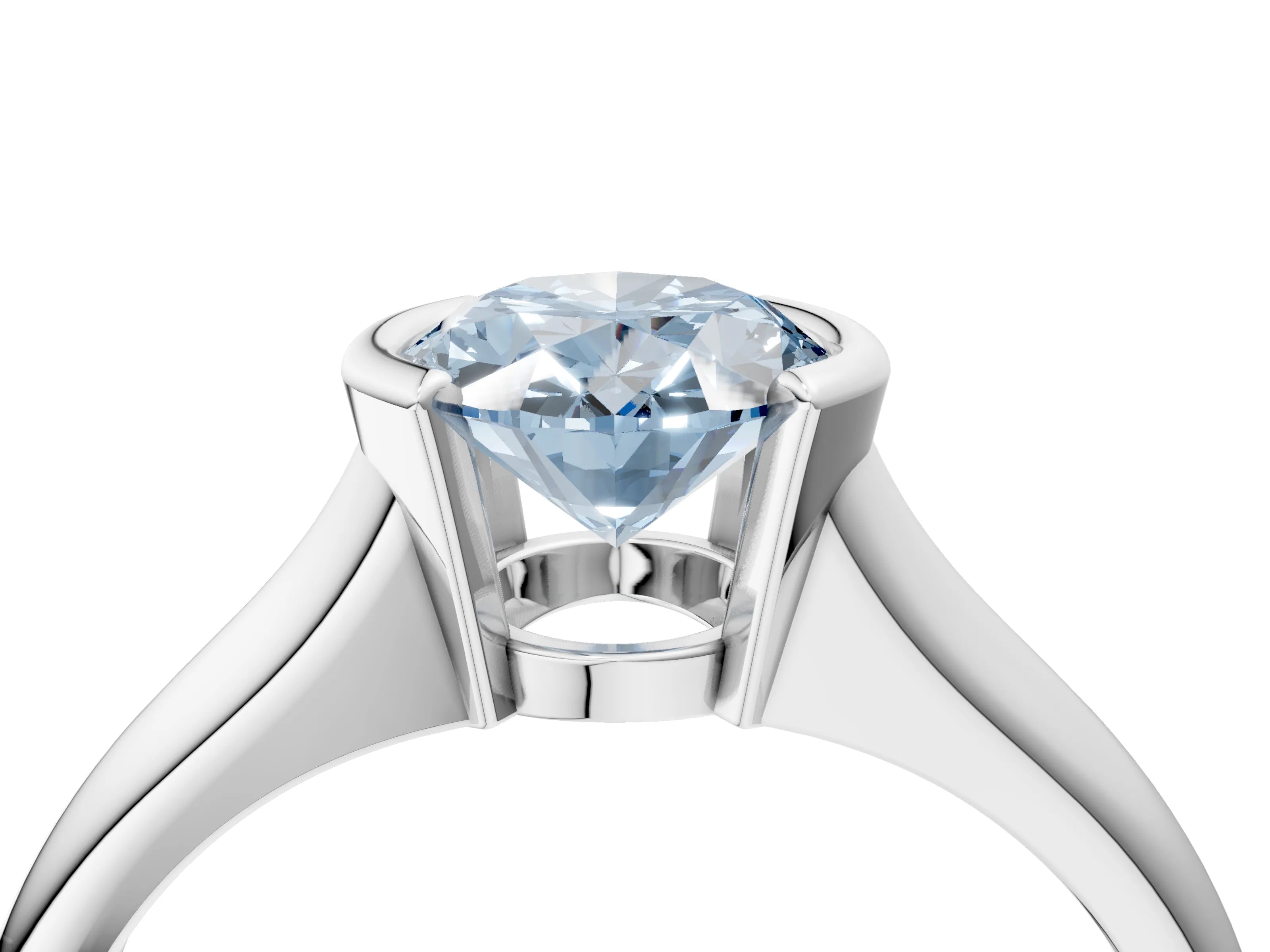 White gold Fancy Blue Oval Cut Solitaire Tension Set Diamond Ring with Split Shank Band_26