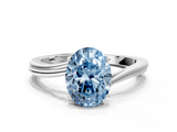 White gold Fancy Blue Oval  Cut Solitaire Twist Band Ring with Four-Prong Setting_20