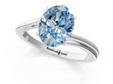 White gold Fancy Blue Oval  Cut Solitaire Twist Band Ring with Four-Prong Setting_21
