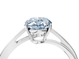 White gold Fancy Blue Oval  Cut Solitaire Twist Band Ring with Four-Prong Setting_24
