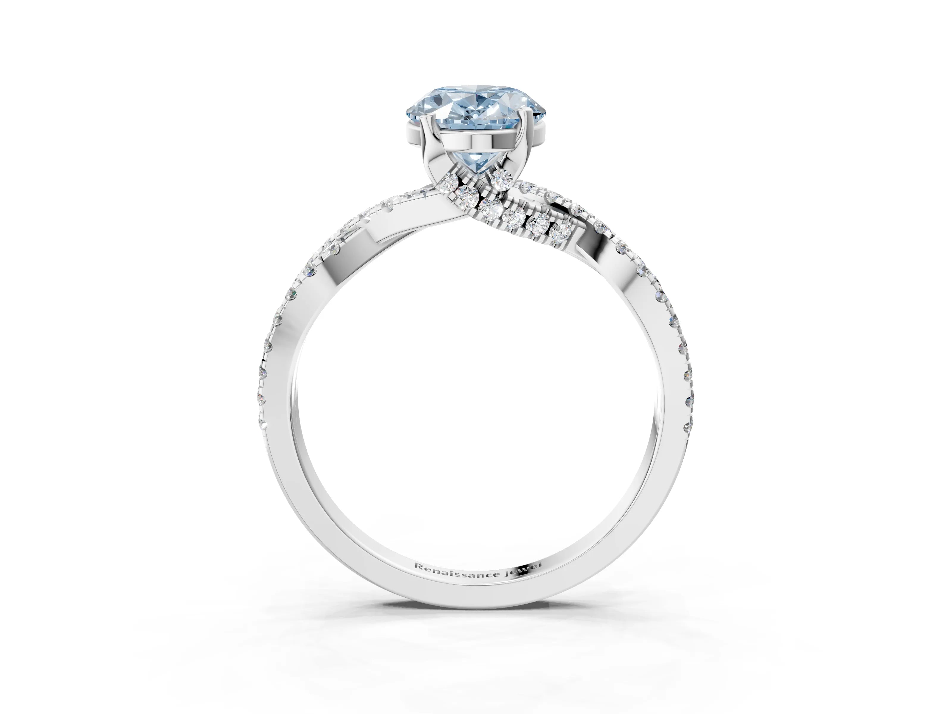 White gold Fancy Blue Oval Cut Solitaire Twist Pave Diamond Engagement Ring with Prong Setting_27