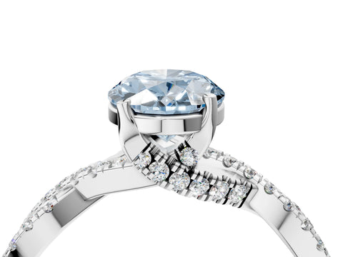 White gold Fancy Blue Oval Cut Solitaire Twist Pave Diamond Engagement Ring with Prong Setting_28