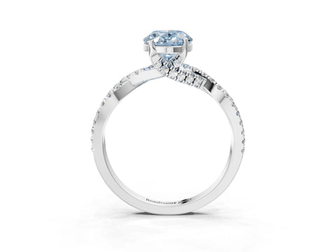 White gold Fancy Blue Oval Cut Solitaire Twist Pave Diamond Engagement Ring with Prong Setting_3