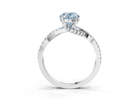 White gold Fancy Blue Oval Cut Solitaire Twist Pave Diamond Engagement Ring with Prong Setting_3
