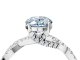 White gold Fancy Blue Oval Cut Solitaire Twist Pave Diamond Engagement Ring with Prong Setting_4