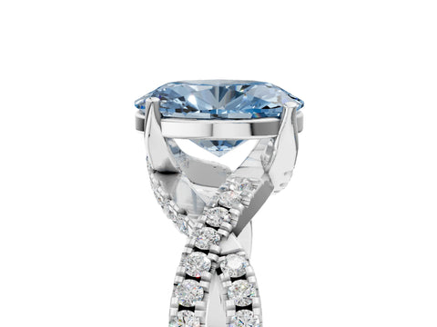 White gold Fancy Blue Oval Cut Solitaire Twist Pave Diamond Engagement Ring with Prong Setting_5