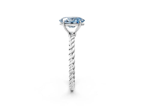 White gold Fancy Blue Oval Cut Solitaire Twisted Band 4-Prong Ring_26