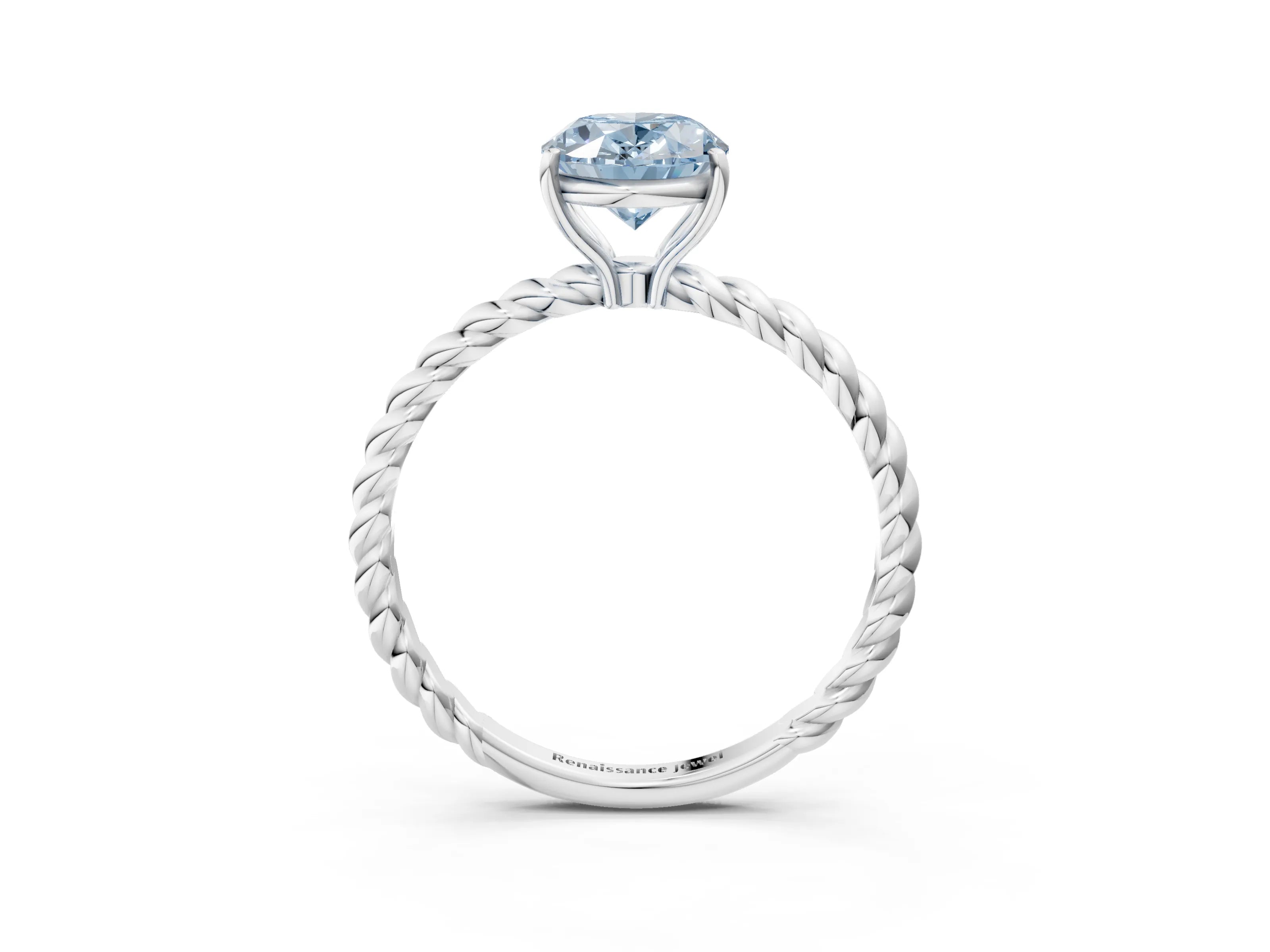 White gold Fancy Blue Oval Cut Solitaire Twisted Band 4-Prong Ring_27
