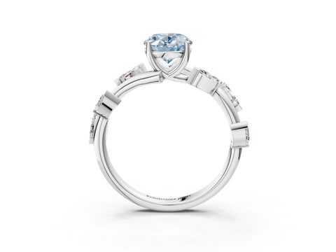 White gold Fancy Blue Oval Cut Solitaire Twisted Band Marquise Accent Prong Setting Ring_3